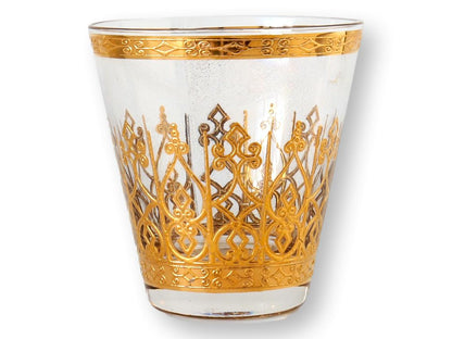 1960s Gold Brocade Motif Glasses, Set of 9