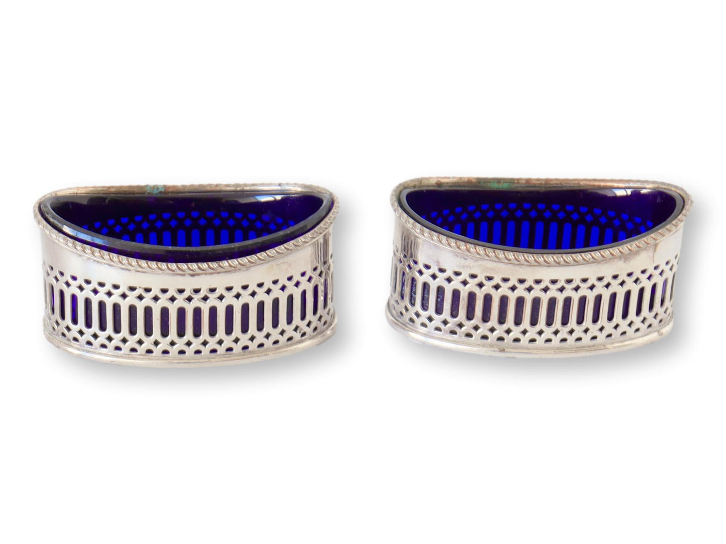 Vintage English Sheffield Master Salt Cellars, a Pair