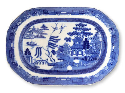 1840s English Pearlware Willow Platter