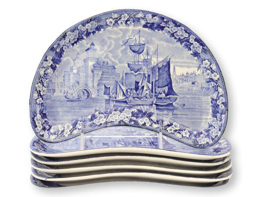 Antique Wedgwood Ferrara Tall Ship Snack Plates