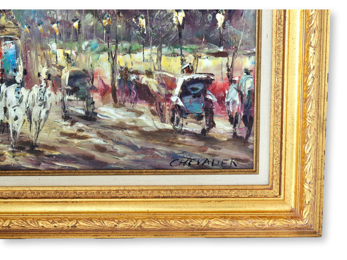 Early 1900s Roberte Chevalier Large City of Paris Oil Painting