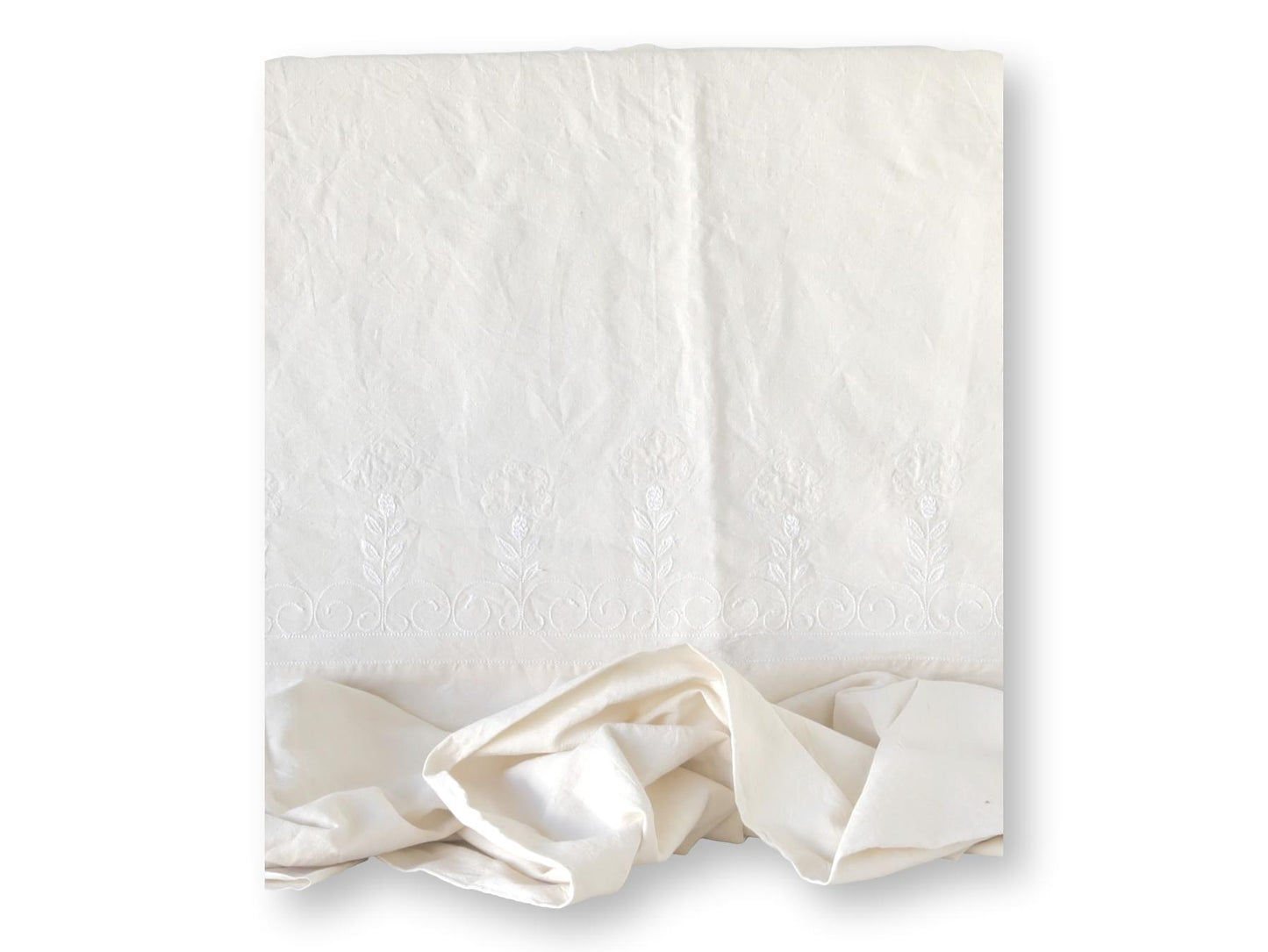 Antique French "B R" Monogrammed Linen Tablecloth - 69" x 41.5"