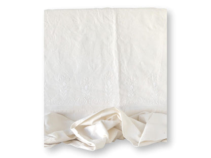 Antique French "B R" Monogrammed Linen Tablecloth - 69" x 41.5"