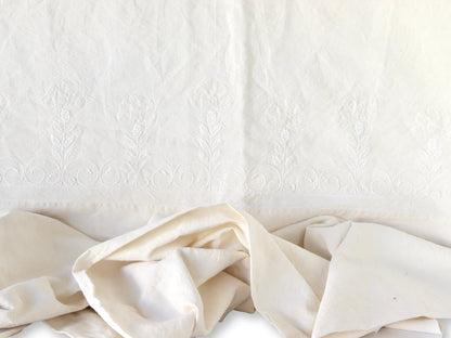 Antique French "B R" Monogrammed Linen Tablecloth - 69" x 41.5"