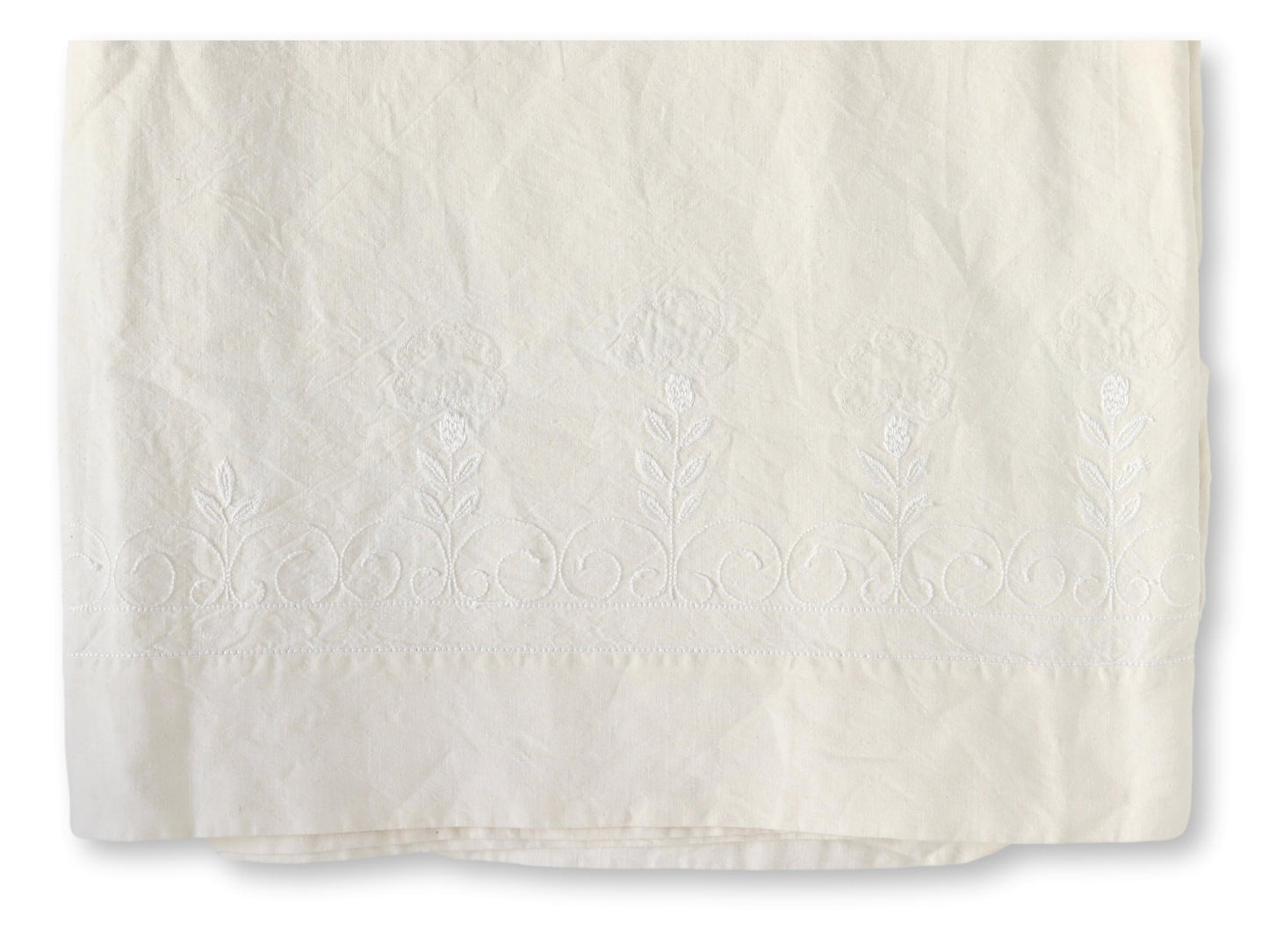 Antique French "B R" Monogrammed Linen Tablecloth - 69" x 41.5"