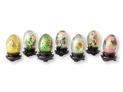 Set of Seven Plique-à-Jour Eggs w/Stands