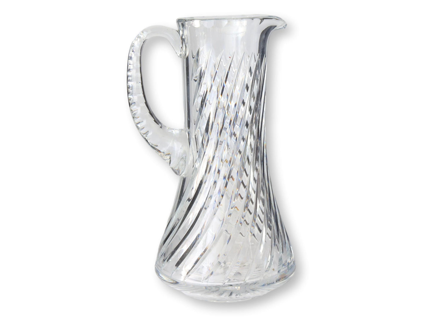 Vintage Swirled Cut Crystal Beverage Pitcher