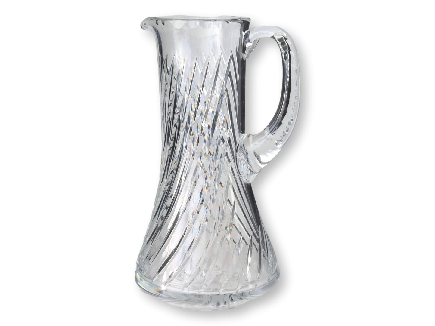 Vintage Swirled Cut Crystal Beverage Pitcher