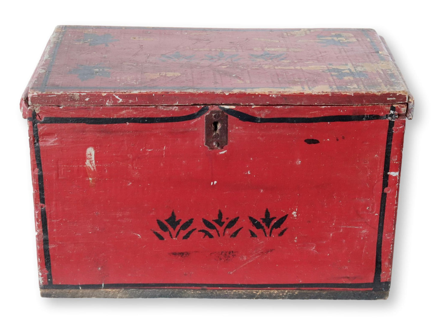 Antique American Folk Art Painted Storage Box