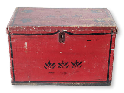 Antique American Folk Art Painted Storage Box