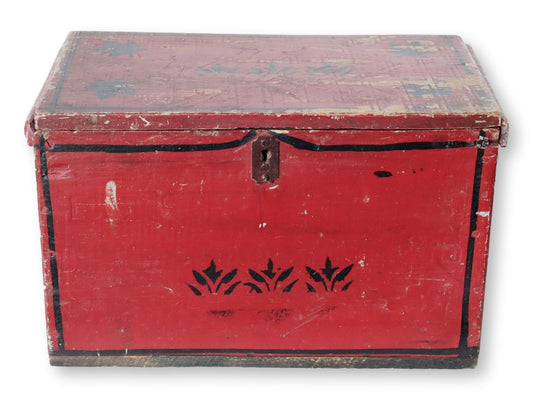 Antique American Folk Art Painted Storage Box