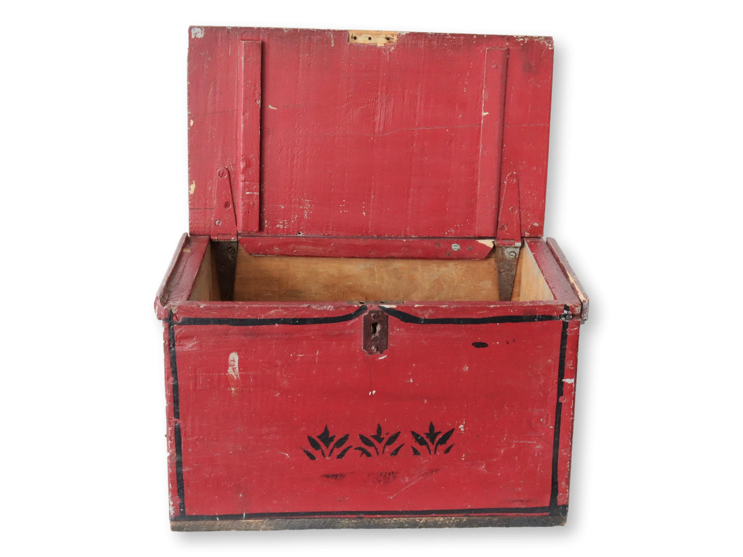 Antique American Folk Art Painted Storage Box