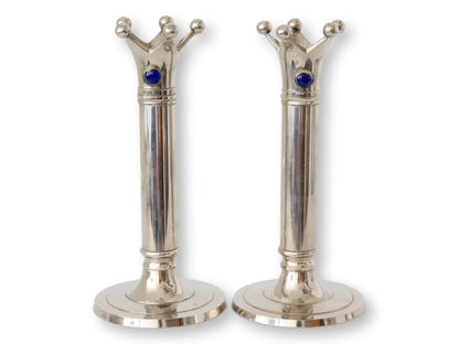 English "Crown" Candlesticks w/Cabochon accents