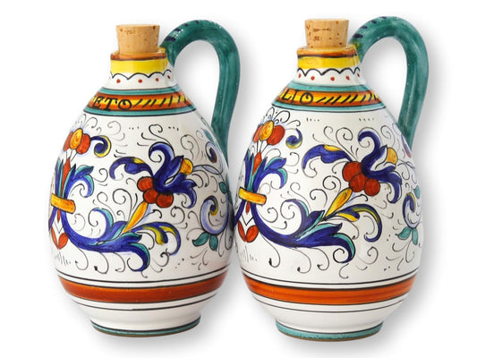 Italian Faience Vinegar & Oil Bottles