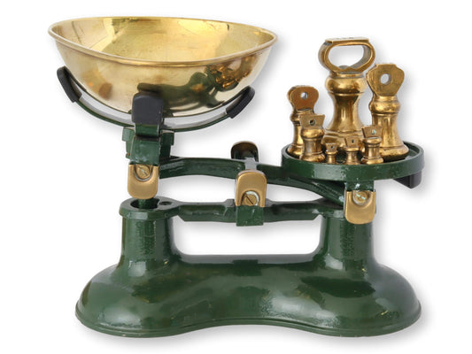 Midcentury English Cast Iron & Brass Balance Scale