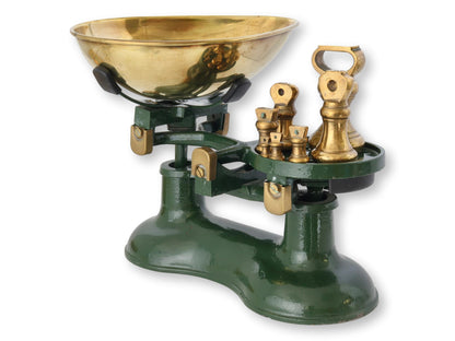 Midcentury English Cast Iron & Brass Balance Scale