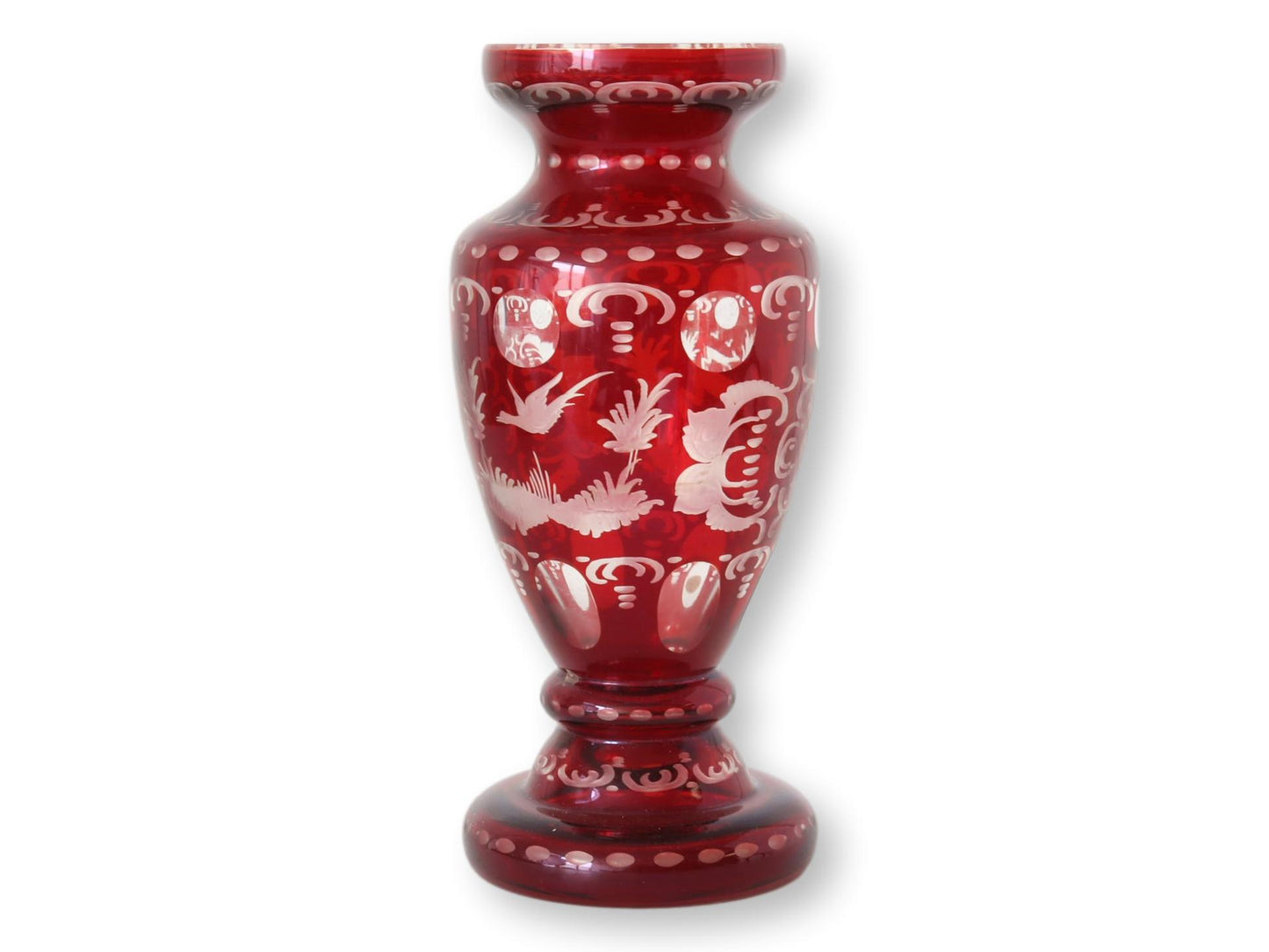 Bohemian Cut Crystal Red Vase