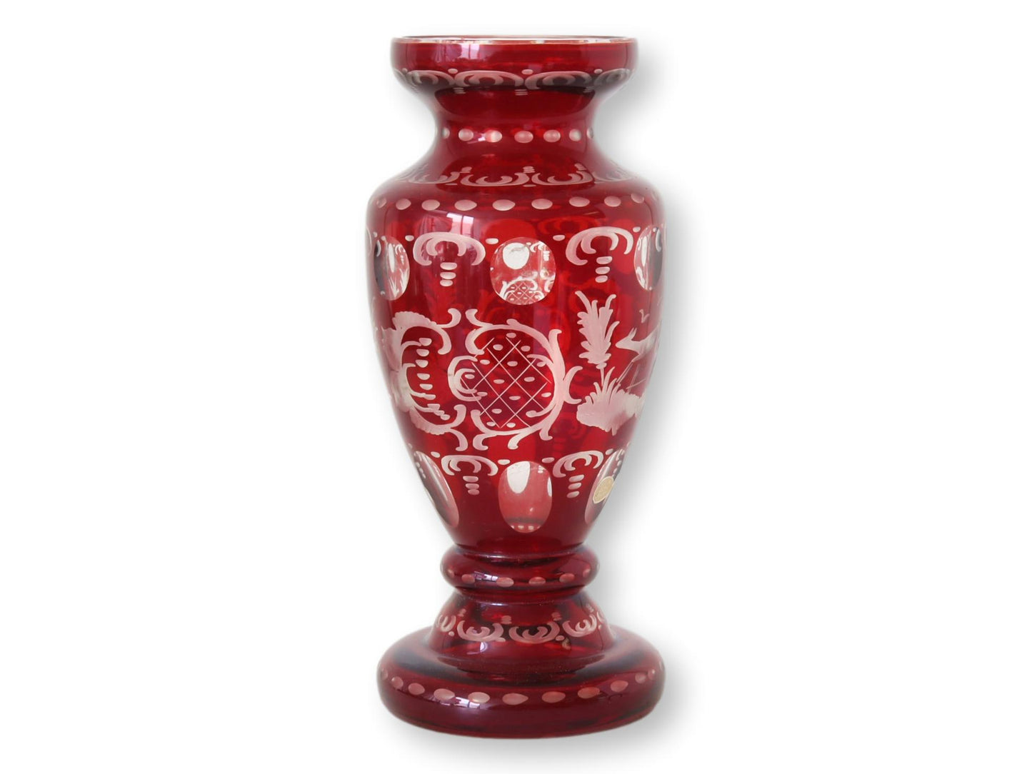 Bohemian Cut Crystal Red Vase