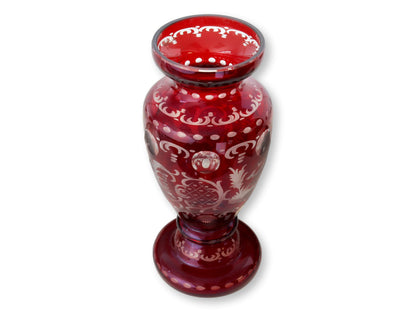 Bohemian Cut Crystal Red Vase