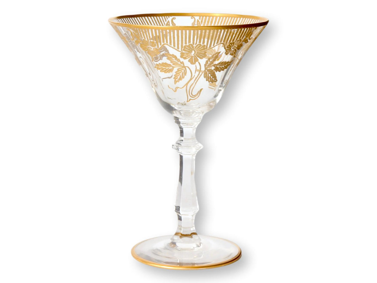 Art Deco Gold Embellished Cocktail Coupes, S/5