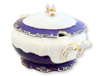 Pompadour III Cobalt & 18K Cream & Sugar