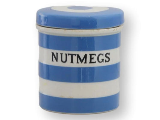 Early 1900s T.G. Green Cornishware "Nutmegs" Canister