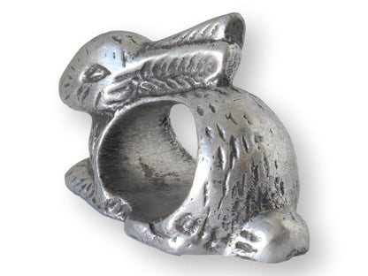 Set of Seven Pewter Bunny Napkin Rings