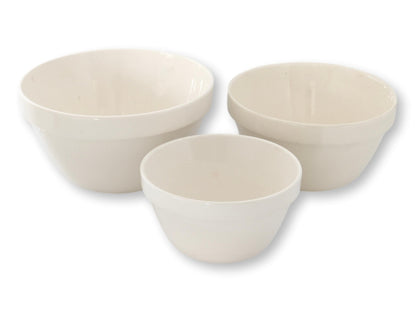 Midcentury English Ironstone White Baking Bowls, Set of 3