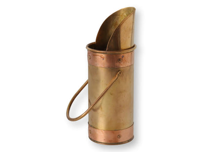 Vintage Brass & Copper Match Scuttle W/ Striker