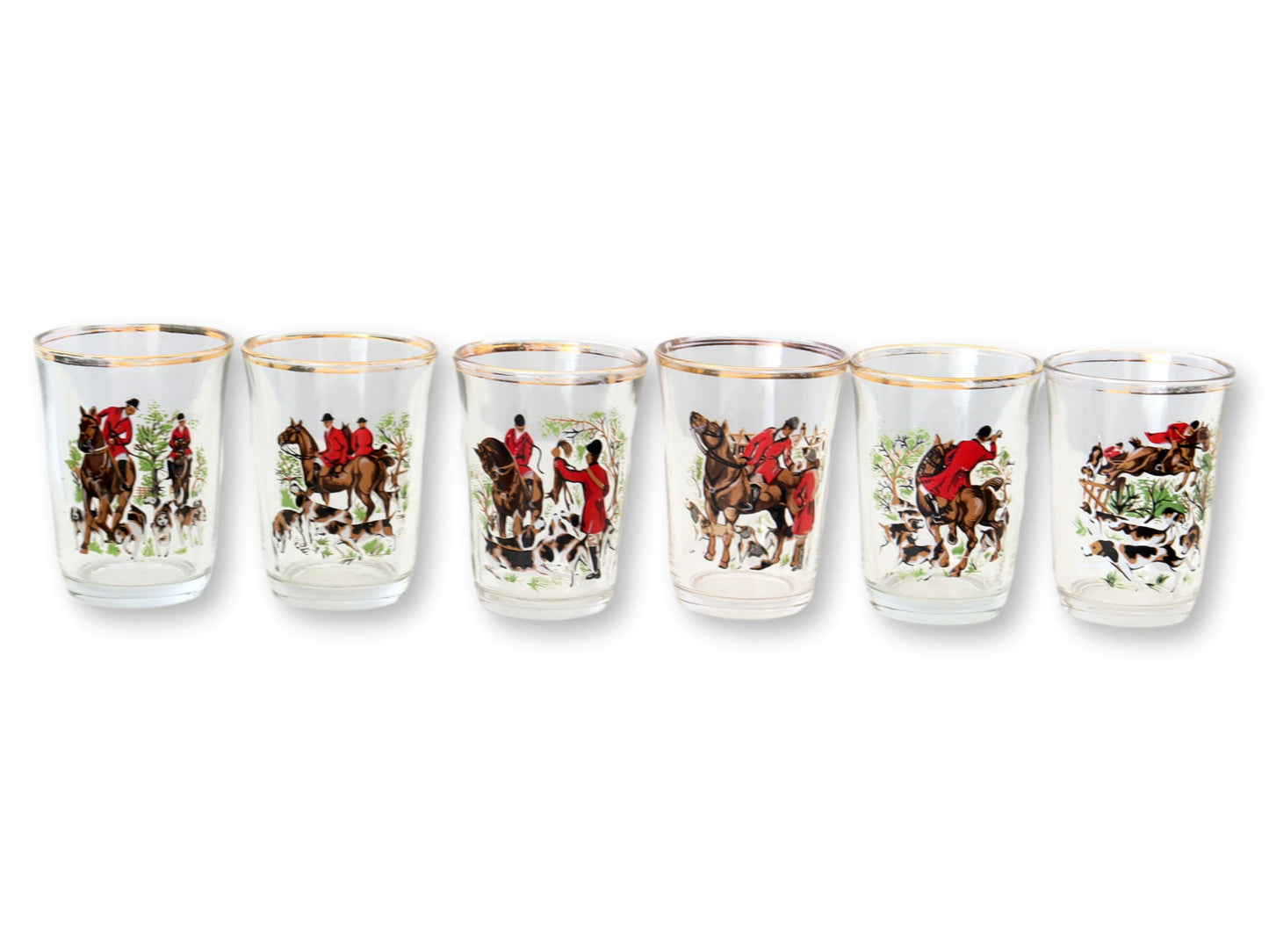 French Steeplechase Fox Hunt Shot Glasses