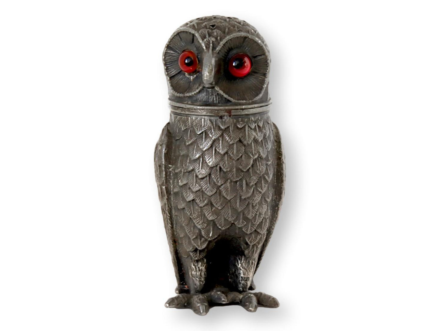 Antique Pewter Figural Owl Pepper Pot