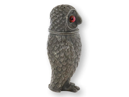 Antique Pewter Figural Owl Pepper Pot