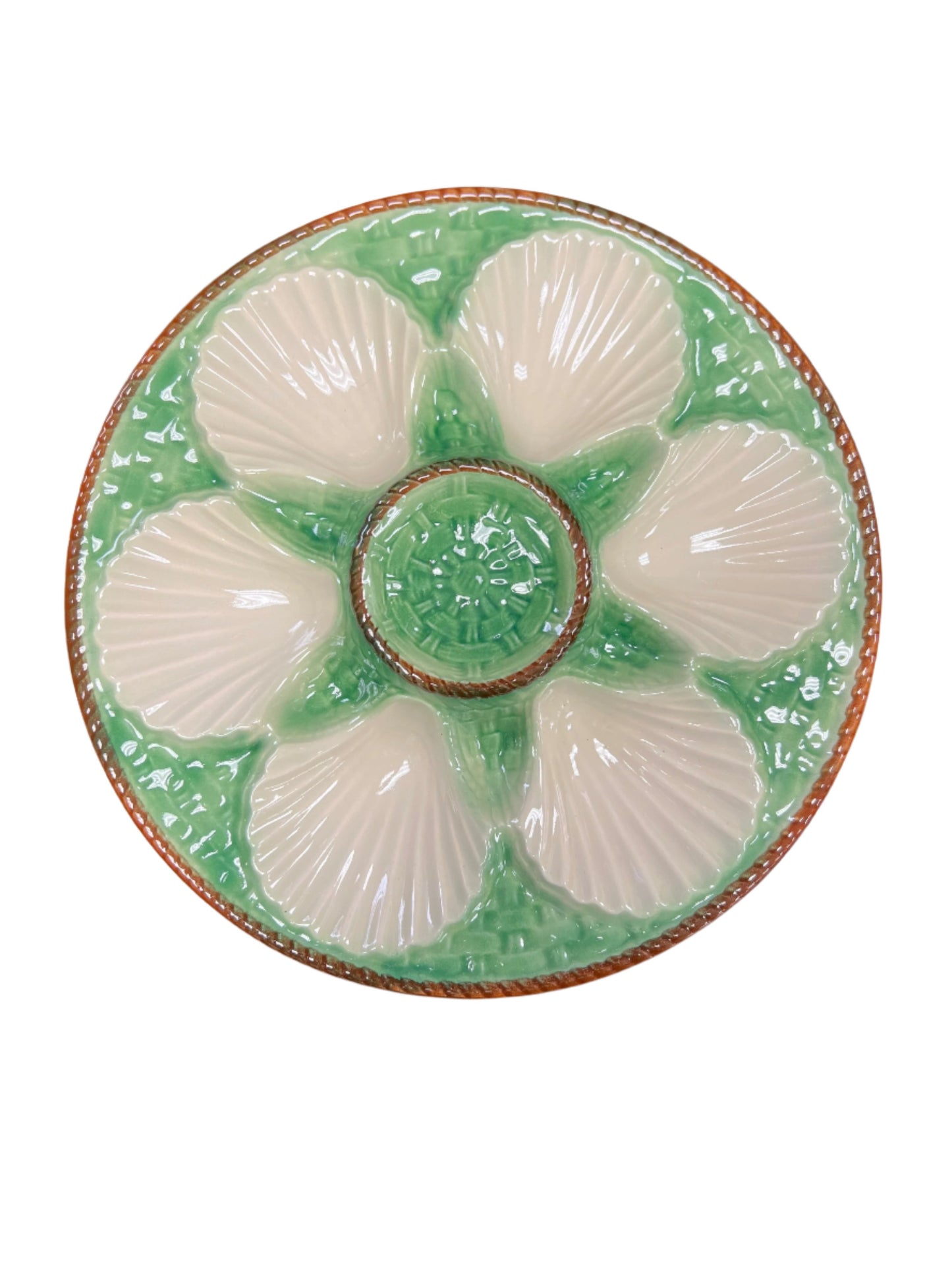 Midcentury French Longchamp Oyster Plates, Set of 12