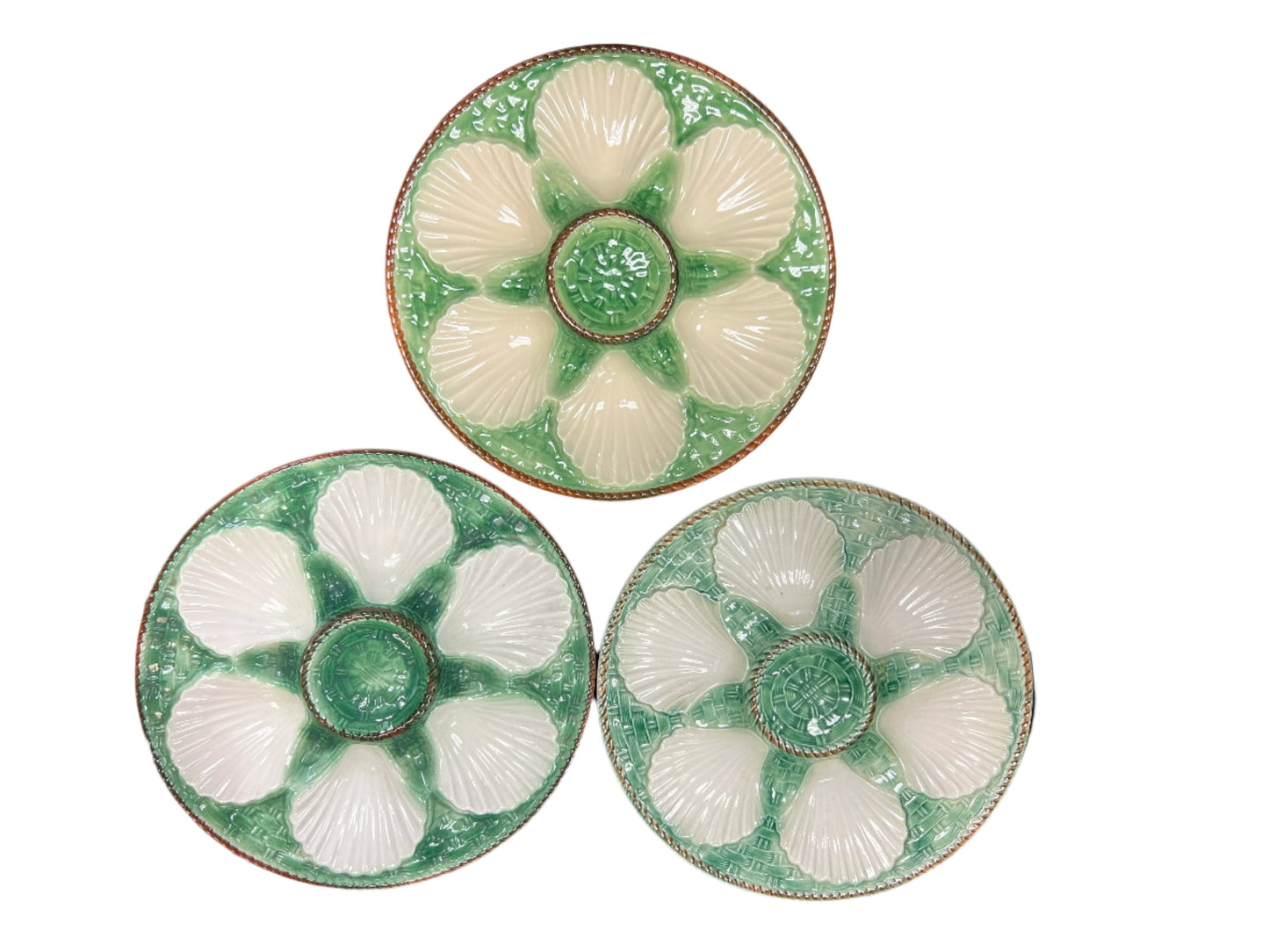 Midcentury French Longchamp Oyster Plates, Set of 12