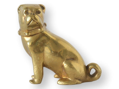 English Antique Brass Pug Dog Paperweight / Figure