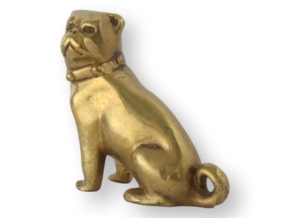 English Antique Brass Pug Dog Paperweight / Figure