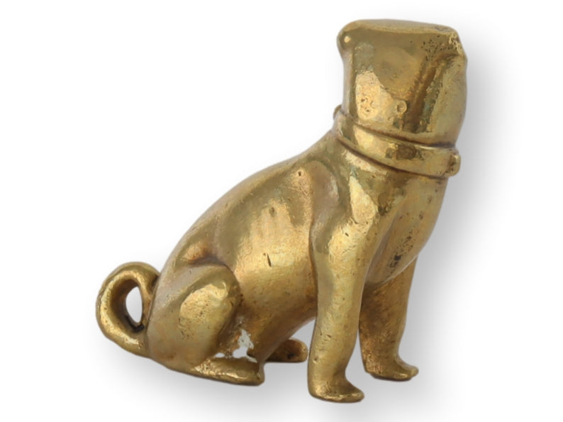 English Antique Brass Pug Dog Paperweight / Figure