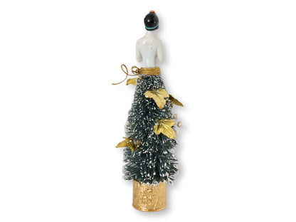 1920s German Porcelain Lady Bottle Brush Tree