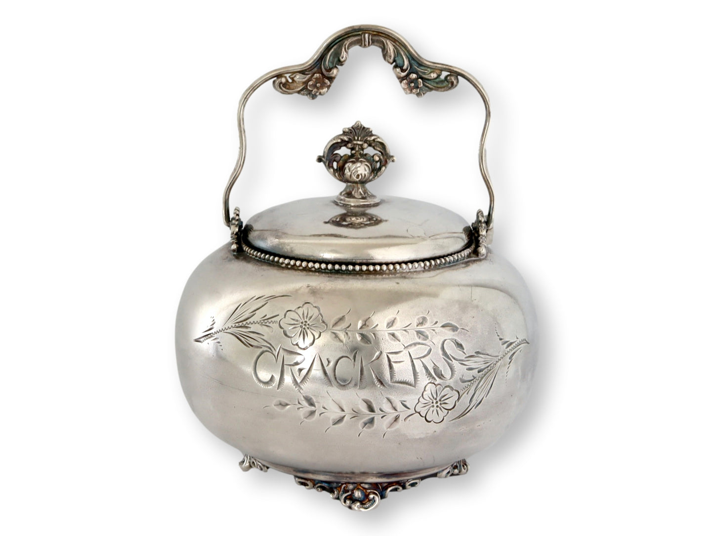 Antique Silver-Plated Cracker Barrel