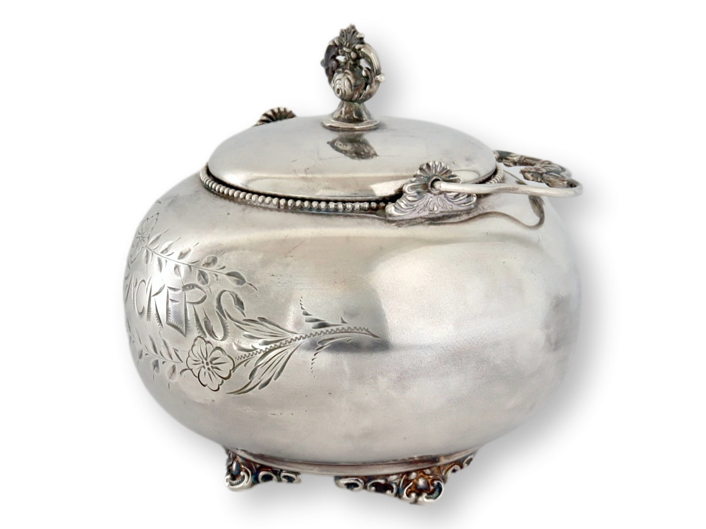 Antique Silver-Plated Cracker Barrel