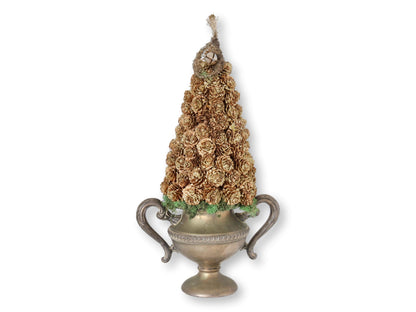 Antique Silver-Plated Urn w/Holiday Tree