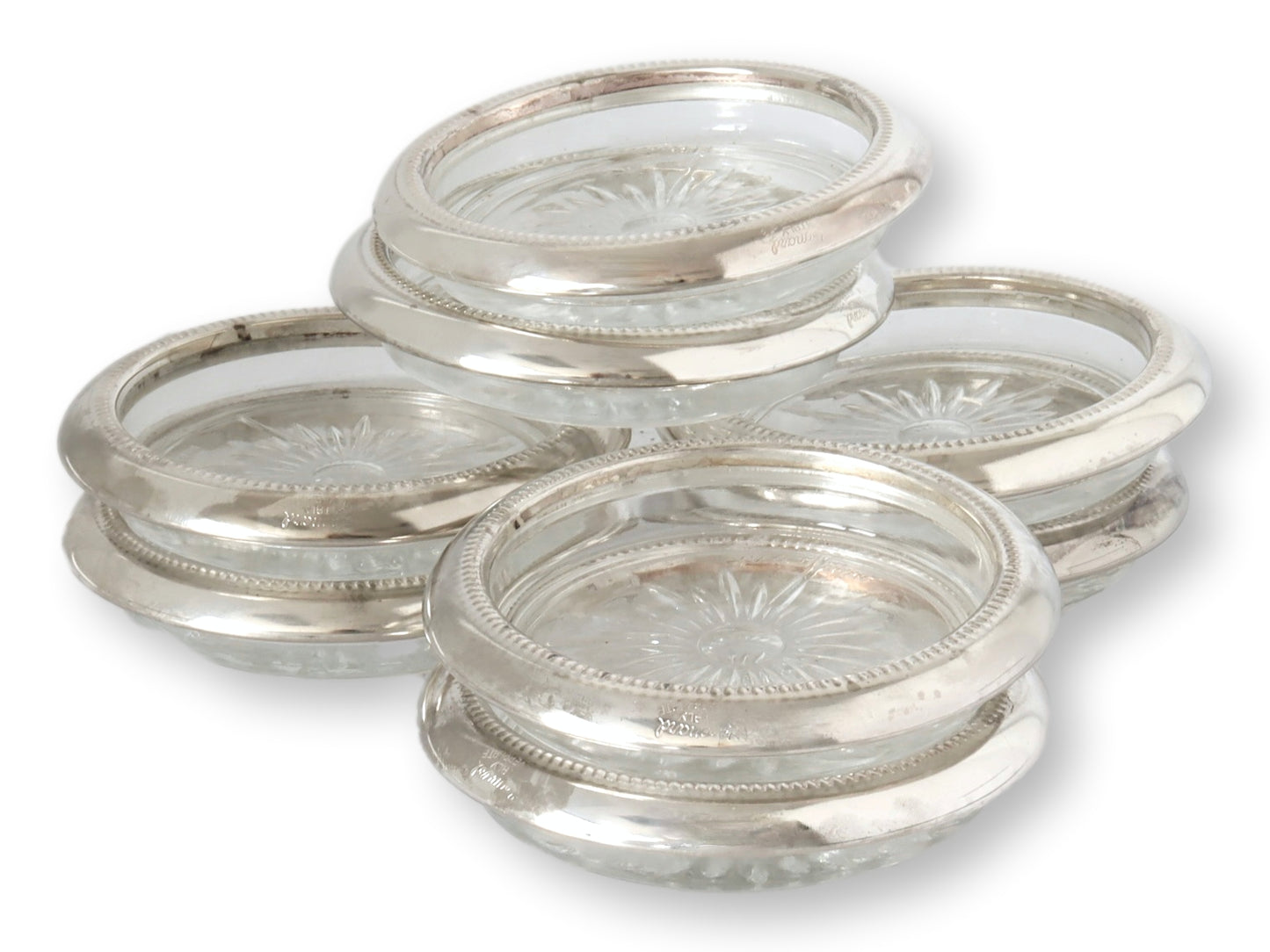 Vintage Italian Silver-Plated Drink Coasters, Set of 8