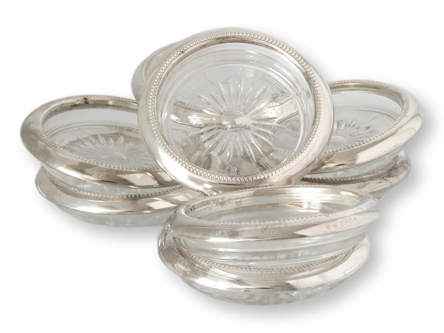 Vintage Italian Silver-Plated Drink Coasters, Set of 8