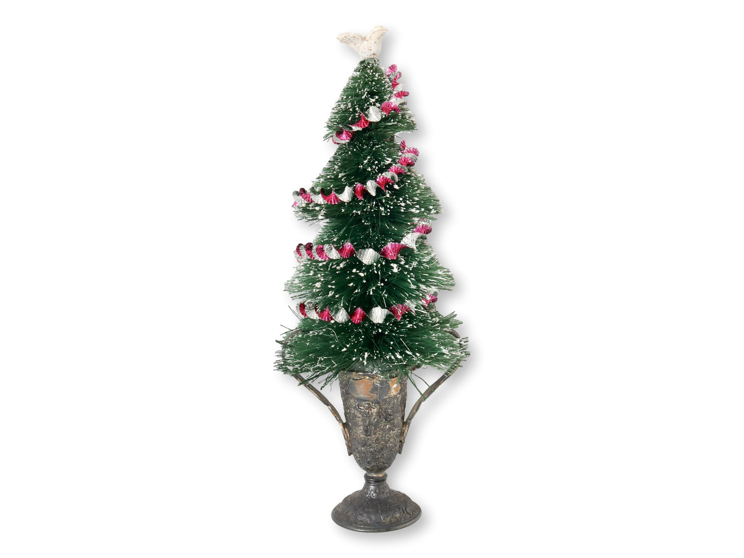 Bottle Brush Tree w/ Antique Barbour Silver-Plate Urn