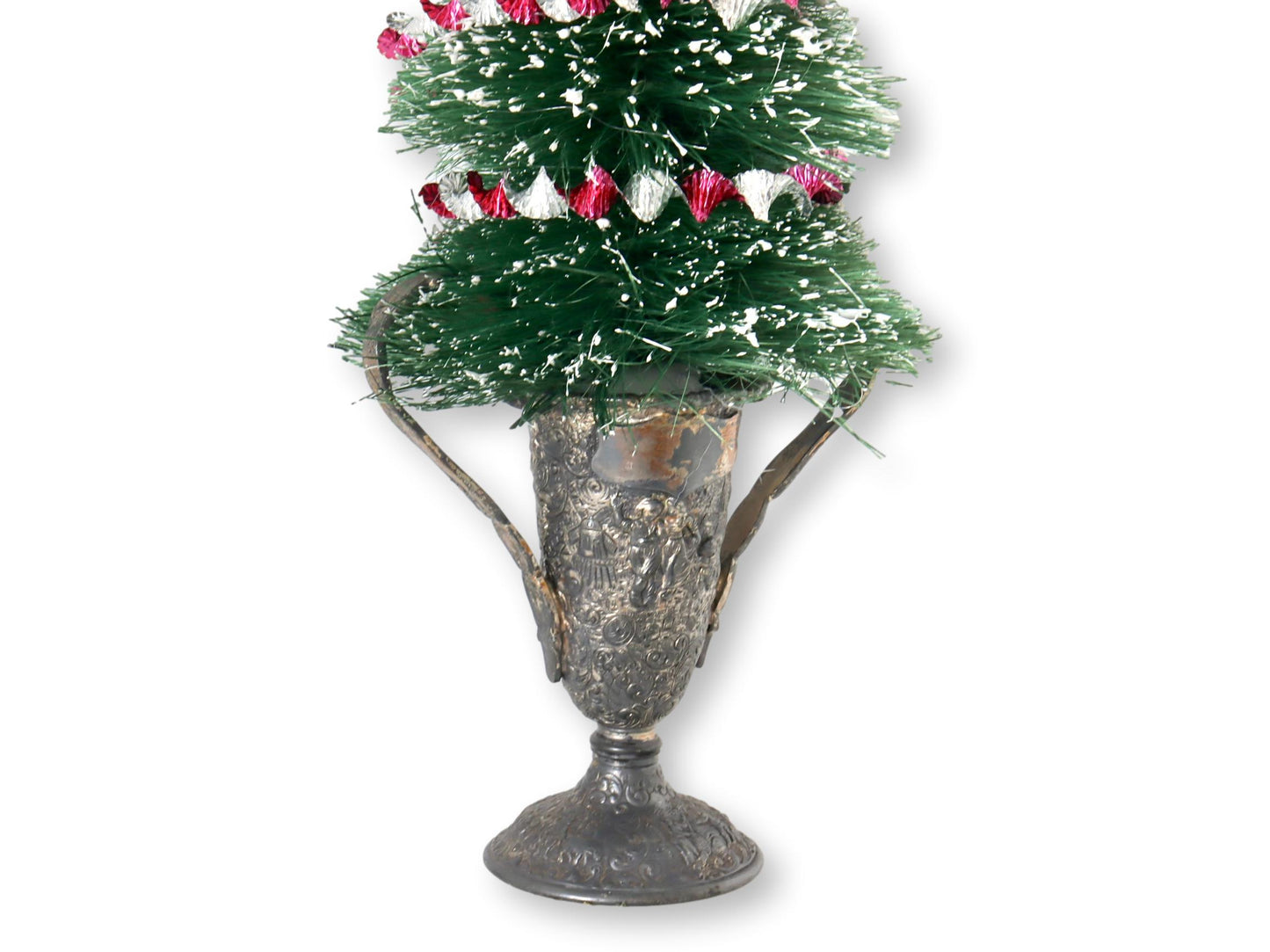 Bottle Brush Tree w/ Antique Barbour Silver-Plate Urn