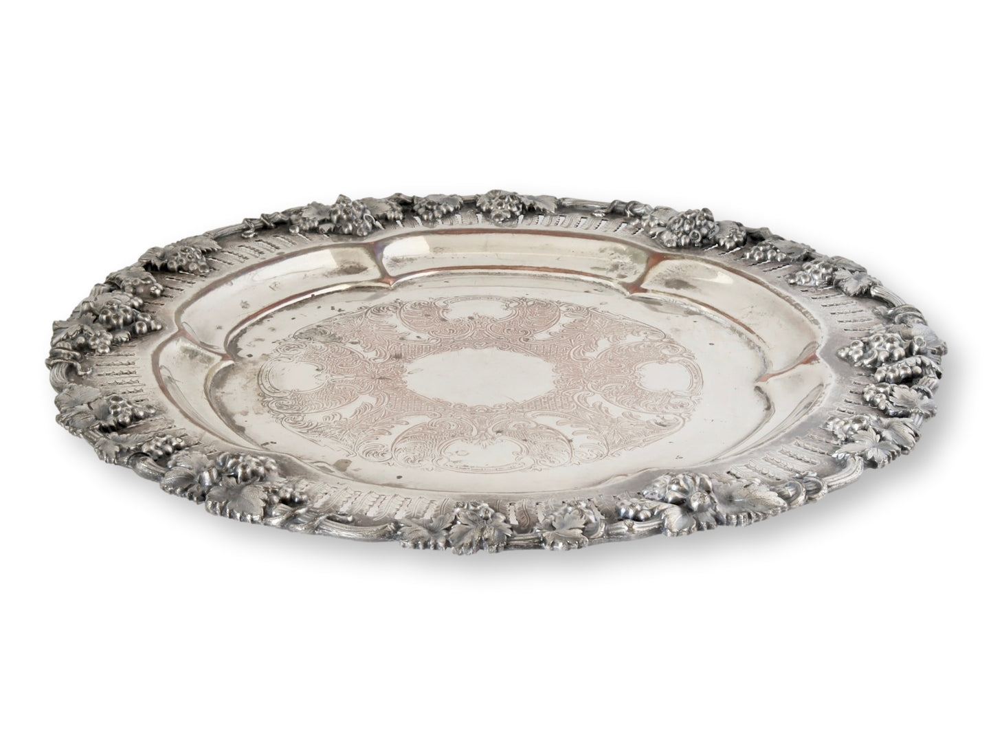 Vintage Sheffield Silver-Plate Round Tray.