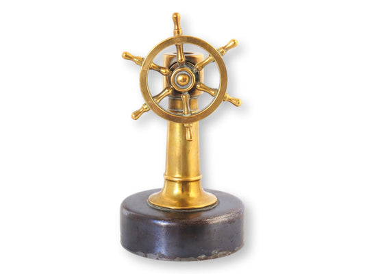 Antique Brass Ships Wheel Cigar Cutter