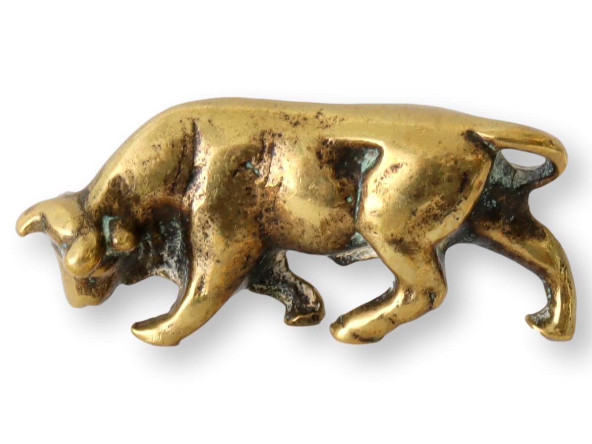 Antique English Brass Bull Paperweight