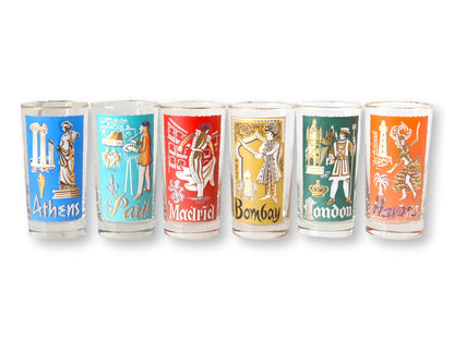 Midcentury Cities of the World Tumblers, Set of 6