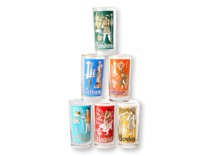 Midcentury Cities of the World Tumblers, Set of 6